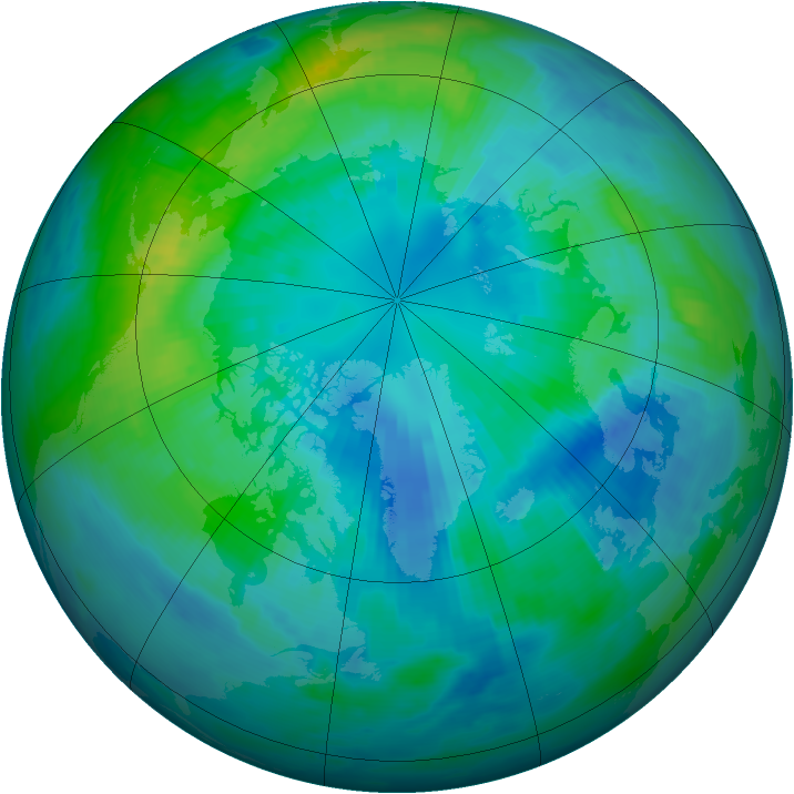 Arctic ozone map for 06 October 1997